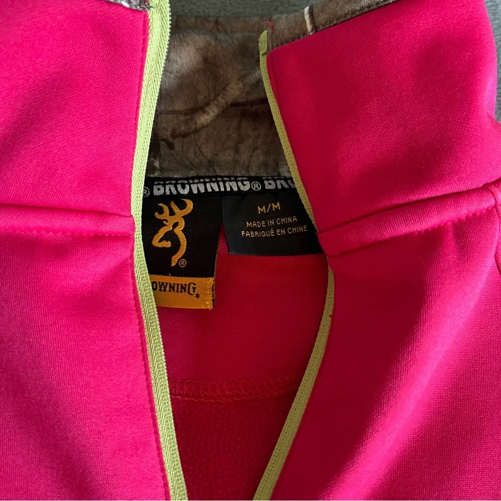 Browning Women's Soft Shell Camo Real Tree Print Hot Pink Zip Up Jacket M - Picture 5 of 8